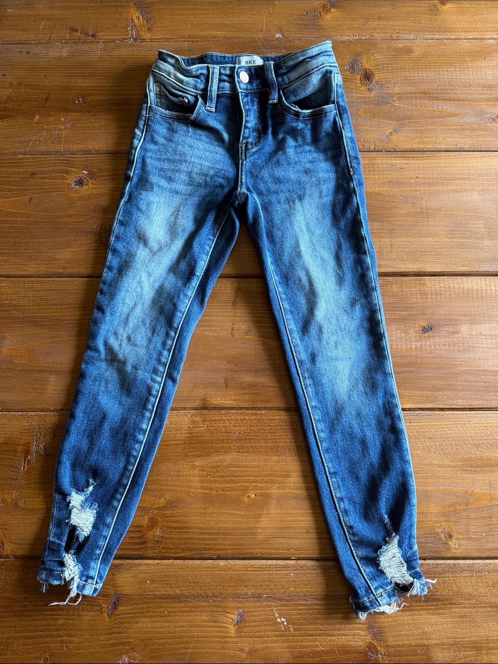 BKE Faded Blue Distressed Kids Skinny Jeans